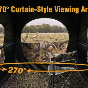 MOFEEZ Hunting Blind, 270°View with Silent Zipper Window 1-2 Pereson Ground Deer Stand Pop Up Tent with Portable Bag and Tent Stakes (Camo, 60 "Lx60 Wx64 H)