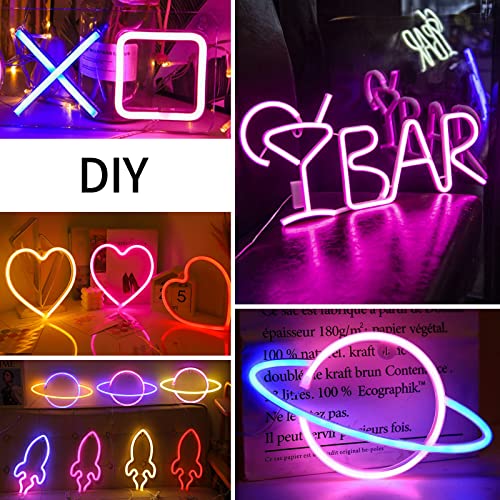 AOSUI LED Neon Rope Light 12v Pink Neon Light 12v Outdoor Strip Lights Waterproof 16.4ft led Flexible Light Strip Bendable led Light Strip Cuttable Desk Light Strip(Power Adapter Not Included)