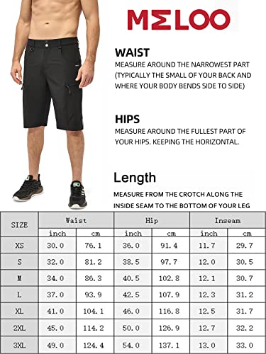 MELOO Men's Hiking Cargo Shorts - 12" Lightweight Outdoor Golf Shorts Quick Dry Fishing Camping Casual Travel Pockets Grey L