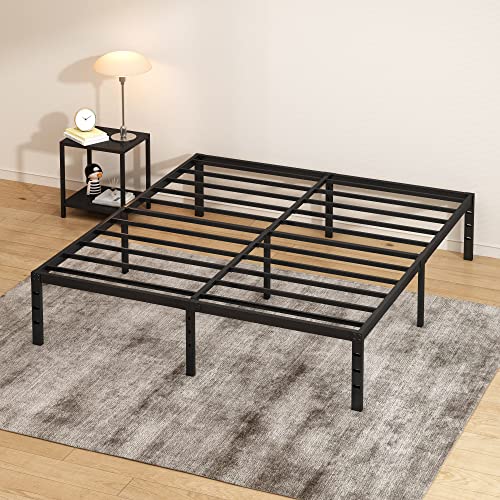 HLIPHA Full Size Metal Platform Bed Frame with Heavy Duty Steel Slat Support,14" Height Easy Assembly Mattress Foundation,No Box Spring Needed,Black