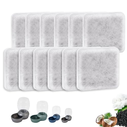 TOGGATH 12 Pack Pet Dog Water Fountain Charcoal Replacement Filters Compatible with Petmate Replendish Mason Gravity Waterers 0.5-4 GAL Automatic Dog Cat Water Bowl Dispenser Filters Replacement