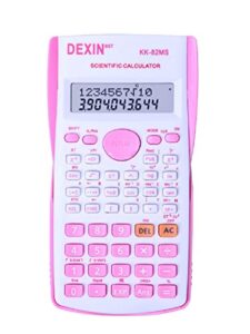 scientific calculators for students, scientific calculator 240 functions 2 line 10+2 digits, scientific calculators desktop, desk math calculator for school (pink and white)