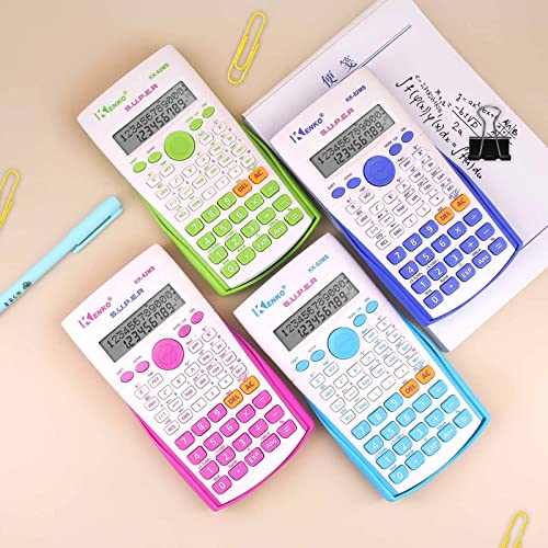 Scientific Calculators for Students, Scientific Calculator 240 Functions 2 Line 10+2 Digits, Scientific Calculators Desktop, Desk Math Calculator for School (Pink and White)