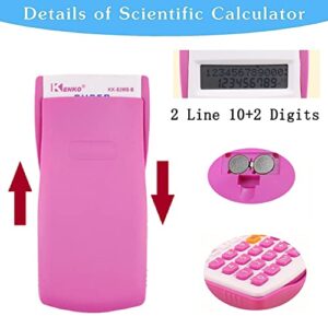 Scientific Calculators for Students, Scientific Calculator 240 Functions 2 Line 10+2 Digits, Scientific Calculators Desktop, Desk Math Calculator for School (Pink and White)