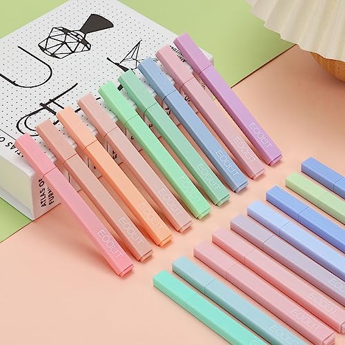 EOOUT 18pcs Aesthetic Cute Pastel Highlighters with Assorted Colors, Bible Highlighters and Pens No Bleed, Soft Chisel Tip, Dry Fast, Easy to Hold for Journal Notes School Office Supplies (Morandi)