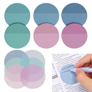 eoout round sticky notes, 6 pack, 300 sheets, school supplies, 1.75 inches, morandi, cute round, clear pads waterproof tabs, page markers