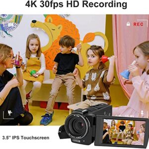 ORDRO 4K Camcorder Video Camera New 1080P 60FPS 30X Digital Zoom Vlog Camera IR Night Vision WiFi Camcorder with Mic, Wide Angle Lens, Handheld Holder, 64GB SD Card