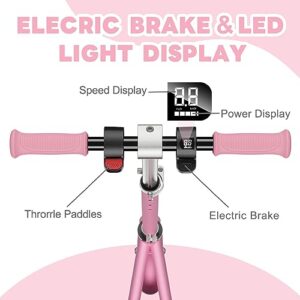 Kids Electric Scooter Ages 6-12 Gobazaar, Colorful LED Lights, Up to 8-10 MPH & 7.5 Miles,150W Electric Scooter for Kids with 3-Speed Adjustment,4-Height (Pink)