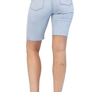 Judy Blue Women's High-Rise Destroyed Cutoff Bermuda Shorts (Light Blue, Large)