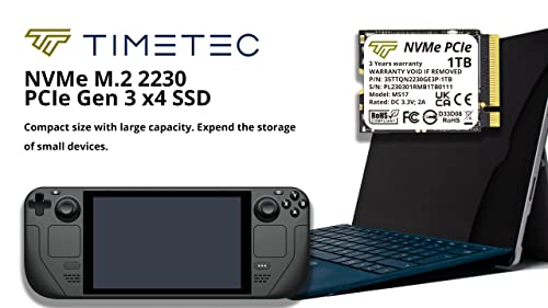 Timetec 1TB M.2 2230 SSD NVMe PCIe Gen3x4 Single Sided Solid State Drive Compatible with Steam Deck, Microsoft Surface pro 9/ pro 8/pro 7+/pro X/laptop3/laptop4/laptop go/book3, Mini PCs