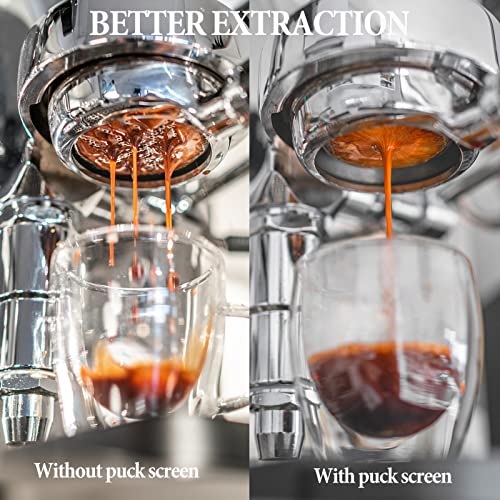 2 Packs 53.5 Puck Screen with Stand - Metal Espresso Coffee Filter, Reusable Puck Screen Replacement, Perfect Espresso Distribution Tool Compatible with Espresso Machine 54mm Portafilter Basket