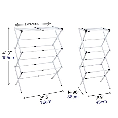 Finnhomy Pre-Assembled Clothes Drying Rack, Drying Rack Clothing, Expandable Laundry Drying Rack, Towel Rack for Indoor and Outdoor Use, 41.3" x 29.5" x 15", White