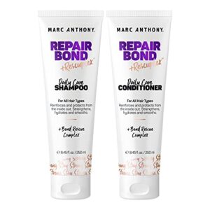 marc anthony repairing shampoo & conditioner set, repair bond rescuplex - repairs, strengthens, & maintains bonds within hair - eliminates frizz, flyaways, & reduce breakage - dry & damaged hair care