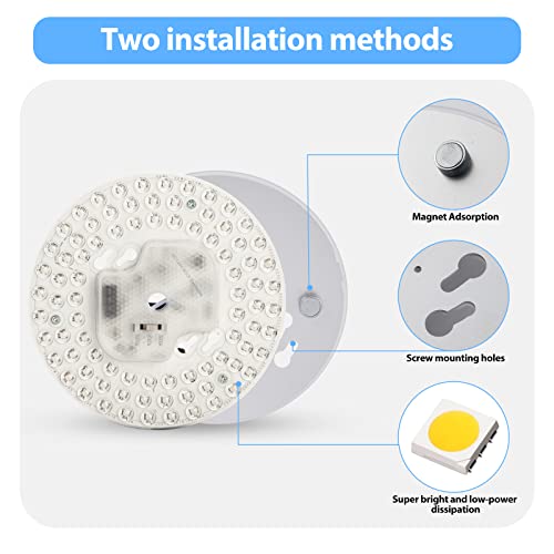 Temgin 1 Pack 7in 36W Dimmable LED Engine Retrofit Kit for Ceiling Fan Lamp Replacement with 3200LM - Choose from 3CCT(3000K/4000K/5000K) for a Customized Lighting Experience, ETL Listed