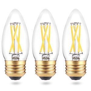 b11 e26 led candelabra bulbs 40w equivalent, dimmable led candle light bulbs, 4watt 4000k natural white, 3-pack