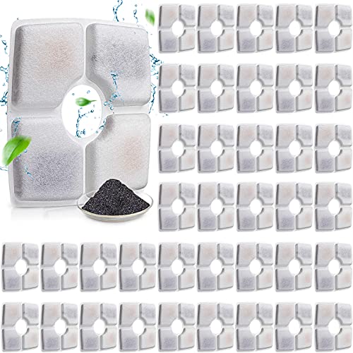 Sweetude 40 Pcs Cat Fountain Filter Replacement Dog Drinking Fountain Filter Cat Water Filter Replacement PET Fountain Filter Ion Exchange Resin and Coconut Activated Carbon Filter for Cat Dog Waterer