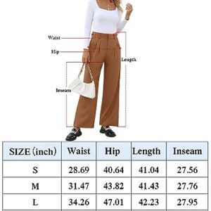 NIMIN High Waisted Work Pants for Women Loose Dress Pants Trousers Stretchy Business Casual Pants with Pockets Brown Large