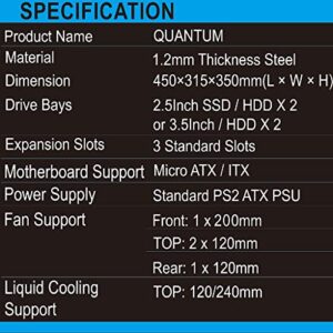 RHINMAX A20 Series Quantum M-ATX/ITX Computer Gaming case, Circular Shape,USB3.0, with 1 ARGB Luminous 20cm Fan(A20 Series Quantum)