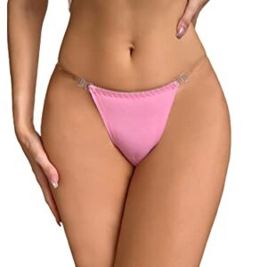 GORGLITTER Women's Clear Underwear Strap Thong Panties Invisible G String T-Back Pink Small