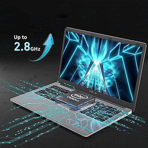 SGIN Laptop 15.6 Inch 4GB DDR4 128GB SSD, Windows 11 Laptop with Intel Celeron, up to 2.8GHz, Mini HDMI, 2.4/5.0G WiFi, 2 x USB 3.0, Expandable Storage 512GB TF(Sliver)