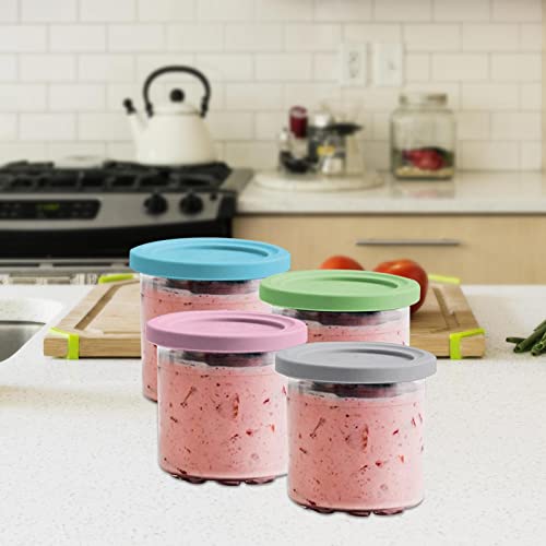 NASHARIA Ice Cream Containers: Ice Cream Containers for Homemade Ice Cream BPA-Free Dishwasher Safe Homemade Ice Cream for Ninja Creami Pints and Lids - 4 Pack for NC301 NC300 NC299AM Series