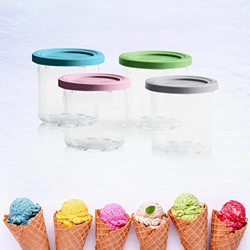 NASHARIA Ice Cream Containers: Ice Cream Containers for Homemade Ice Cream BPA-Free Dishwasher Safe Homemade Ice Cream for Ninja Creami Pints and Lids - 4 Pack for NC301 NC300 NC299AM Series