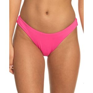 roxy women's standard beach classics hi-leg bikini bottom, shocking pink 232