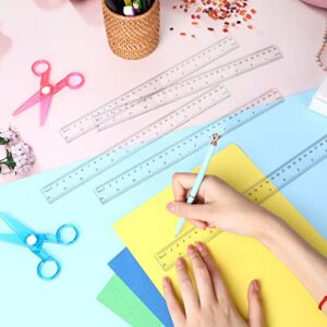 100 Pcs 12 Inch Clear Rulers Plastic Ruler Straight Ruler with Inches and Metric Transparent Ruler Bulk Measuring for Student Kids Classroom School Office Home