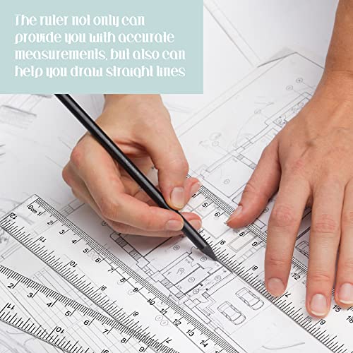 100 Pcs 12 Inch Clear Rulers Plastic Ruler Straight Ruler with Inches and Metric Transparent Ruler Bulk Measuring for Student Kids Classroom School Office Home