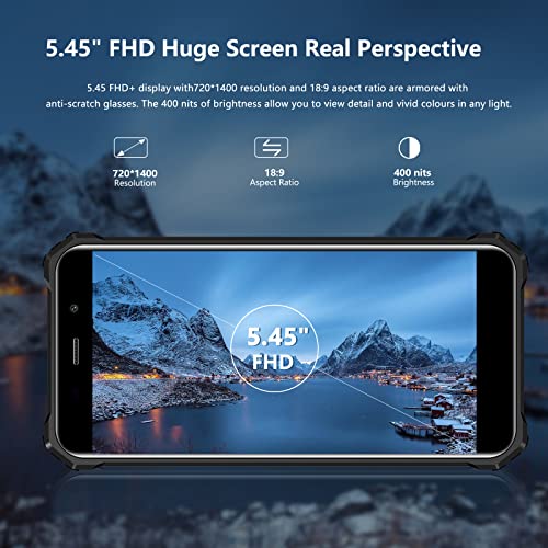 FOSSIBOT Rugged Smartphone,10600mAh Battery Rugged Cell Phone123dB Loudest Speaker Unlocked Phone 7+64GB 5.45" HD+ Rugged Smartphone Unlocked IP68 Waterproof Phone Android 12 24+8MP Camera OTG F101