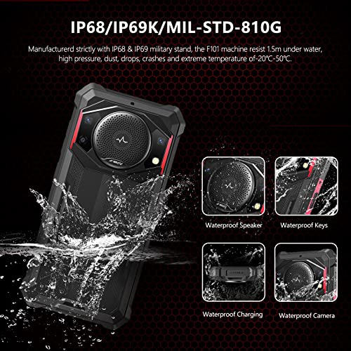 FOSSIBOT Rugged Smartphone,10600mAh Battery Rugged Cell Phone123dB Loudest Speaker Unlocked Phone 7+64GB 5.45" HD+ Rugged Smartphone Unlocked IP68 Waterproof Phone Android 12 24+8MP Camera OTG F101
