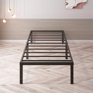 caziwhave Twin Bed Frame 14 Inch High Max 3500 lbs Heavy Duty Metal Mattress Foundation Platform Sturdy Steel Slat Support Twin Size No Box Spring Needed Easy to Assembly Noise Free Non Slip