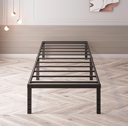 caziwhave Twin Bed Frame 14 Inch High Max 3500 lbs Heavy Duty Metal Mattress Foundation Platform Sturdy Steel Slat Support Twin Size No Box Spring Needed Easy to Assembly Noise Free Non Slip