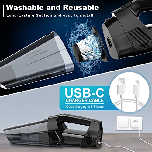 Blestan Handheld Vacuum Cordless Car Vacuum with LED Light, 9000PA Hand Vacuum Portable Mini Vacuum, Hand Held Vacuum Cleaner for Home Car Office, Black
