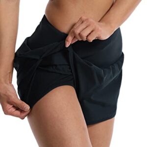 Kcutteyg Running Shorts for Women with Liner High Waisted Lightweight Womens Workout Shorts with Back Pocket- 4" (Black, M)