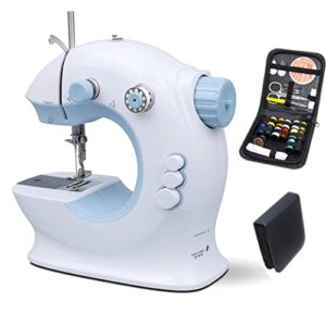 mini sewing machine for beginners and kids 2 speeds double thread with needle and thread set, upgraded household portable multifunctional adjustable stitches machine