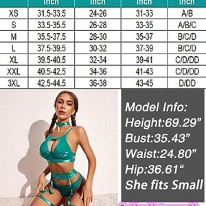 Avidlove Garter Lingerie Set for Women Sexy Push Up Lingerie Set 5 Piece Bondaged Lingerie Set Strappy Lingerie Set Blue Green