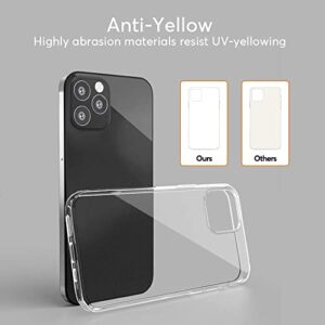 Phone case for iPhone 13 Pro Max 6.7 inches, Non-Yellowing, Crystal Clear, Transparent, Scratch Resistant, Compatible with Wireless Charging, Shock Resistant