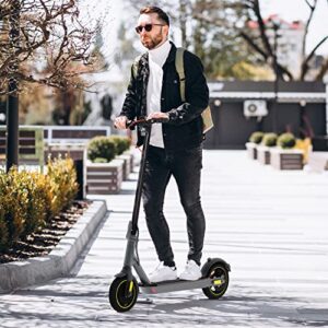 Electric Scooter 500W Motor 10" Solid Tires 19 Miles Long Range for Adults - 19 Mph Max Speed,Smart APP,Dual Brake System