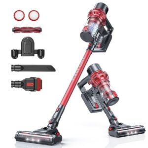 cordless vacuum cleaner, stick vac with powerful suction, deep clean for carpet, hard floor, pet hair, large particles, up to 40 minutes runtime, 4-stage hepa filter