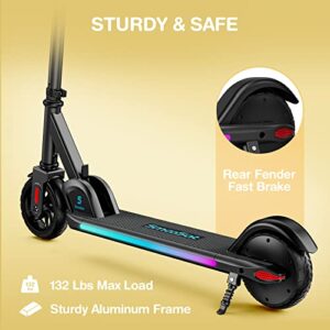 SmooSat PRO Electric Scooter for Kids Ages 8+ 130W, Colorful Rainbow Lights, 5/8/10 MPH, 60 min Ride Time, LED Display, Adjustable Height, Foldable E-Scooter for Kids and Teens, Black