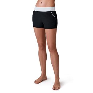 free country women's hybrid swim short black-white xl