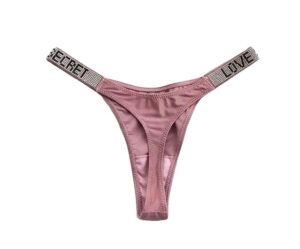love salve rhinestones shine strap brazilian panty - cotton thong panties with g string lingerie for women light pink