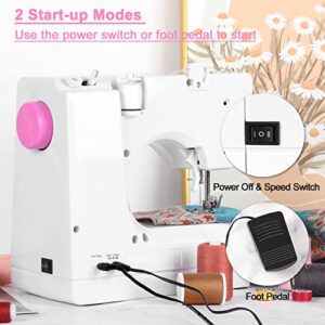 Sewing Machine for Beginners Mini Portable Sewing Machine with 12 Built-In Stitches Heavy Duty Handheld Electric Sewing Machine for Kids, Adjustable Speed & Great for Beginners, Pink