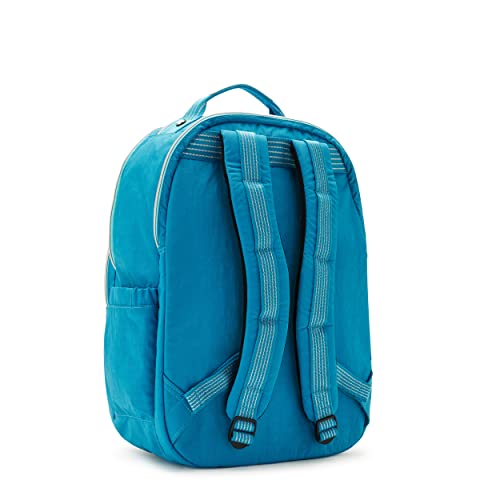 Kipling Women's Seoul 17” Laptop Backpack, Durable, Roomy with Padded Shoulder Straps, Nylon Bag, Eager Blue Fun, 13.5''L x 18.3''H x 7.8''D