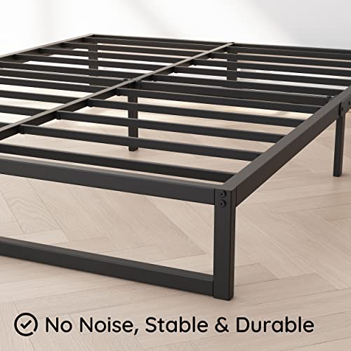 Richwanone 10 Inch Bed Frame Full Metal Platform Mattress Foundation with Steel Slat Support, No Box Spring Needed, Easy Assembly, Black