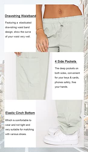 DISCIPBUSH Cargo Pants Women Baggy - Parachute Pants for Women Trendy, Womens Cargo Pants Y2K Pants, Baggy Pants Women, Streetwear Women Cargo Pants for Girls' Fashion, Khaki Pants for Women L