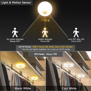 Okerich Improved LED Rechargeable Motion Sensor Light Indoor, Long-Lasting Battery, Closet Lights Motion Sensored, Motion Sensor Night Light, Wireless Puck Lights for Closet, Cabinet, Kitchen