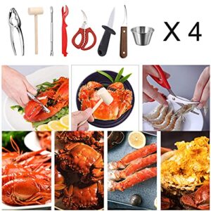 32 PCS Seafood Tools Include Crab Crackers, Seafood Scissors,Oyster Knife, Shrimp Deveiner Tool,Lobster Sheller, Crab Hammer,and Shellfish Forks,Sauce Cups and Nutcracker Set
