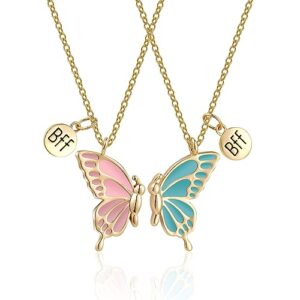 blingsoul butterfly necklaces for women - bff necklace for 2 matching butterfly necklace women couples best friend jewelry gift | gold butterfly